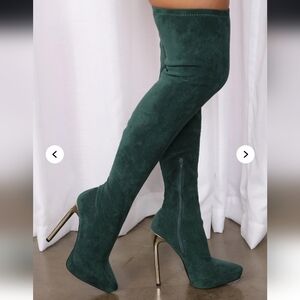 Mason Teal Over-the-Knee Boots with Silver Heel NwT 7